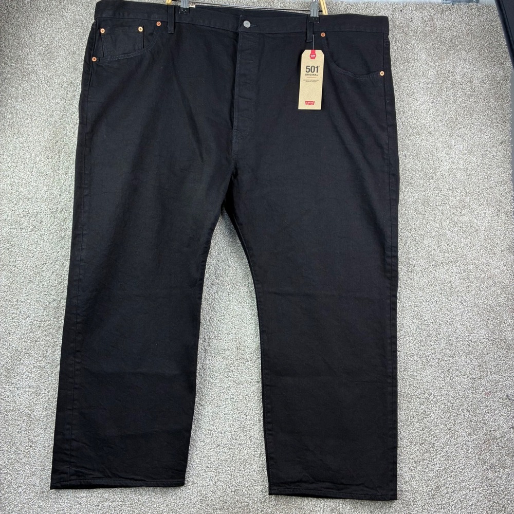 NWT Levi's 501 Original Stretch Jeans Size 52x28 Black Denim Big Tall Button Fly